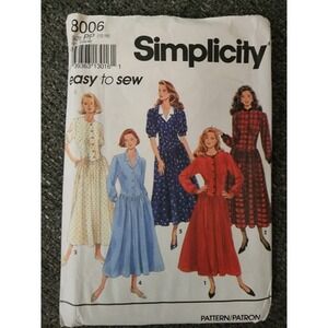 Simplicity Sewing Pattern #8006 Misses Petite Dress Size PP 12-18 Uncut